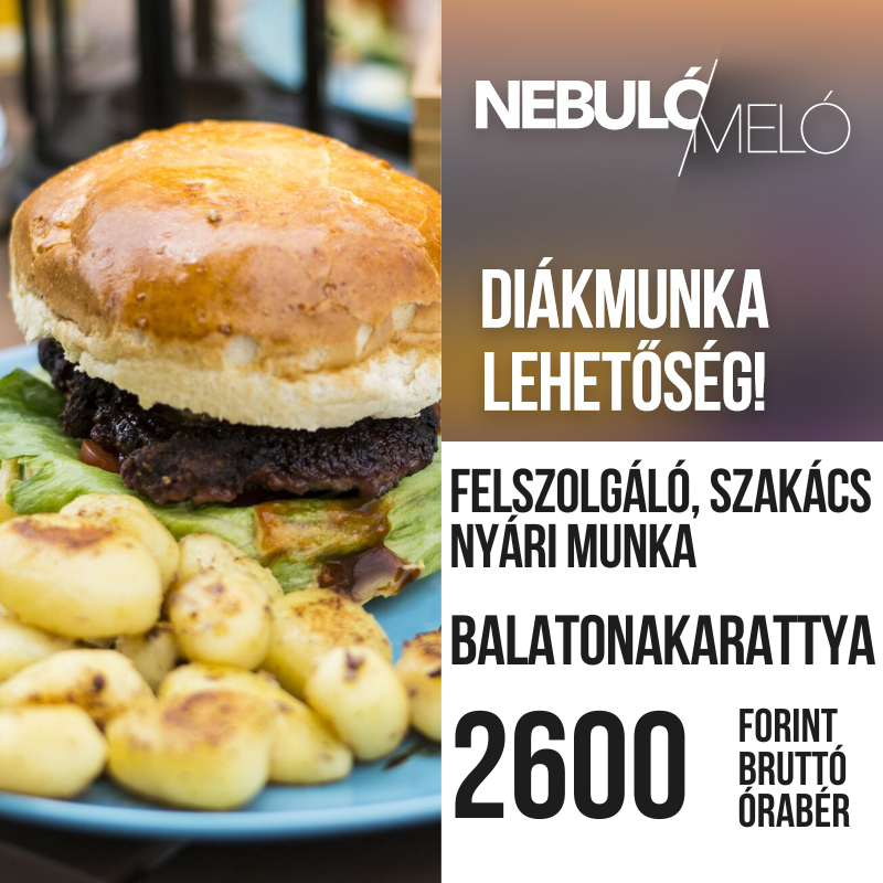 Felszolgáló, szakács nyári diákmunka lehetőség Balatonakarattyán!