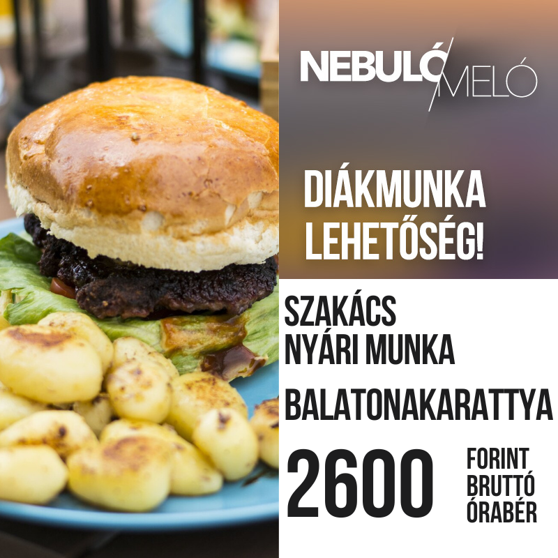 Szakács nyári diákmunka lehetőség Balatonakarattyán!